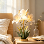 White Lily Floral Bouquet Table Lamp