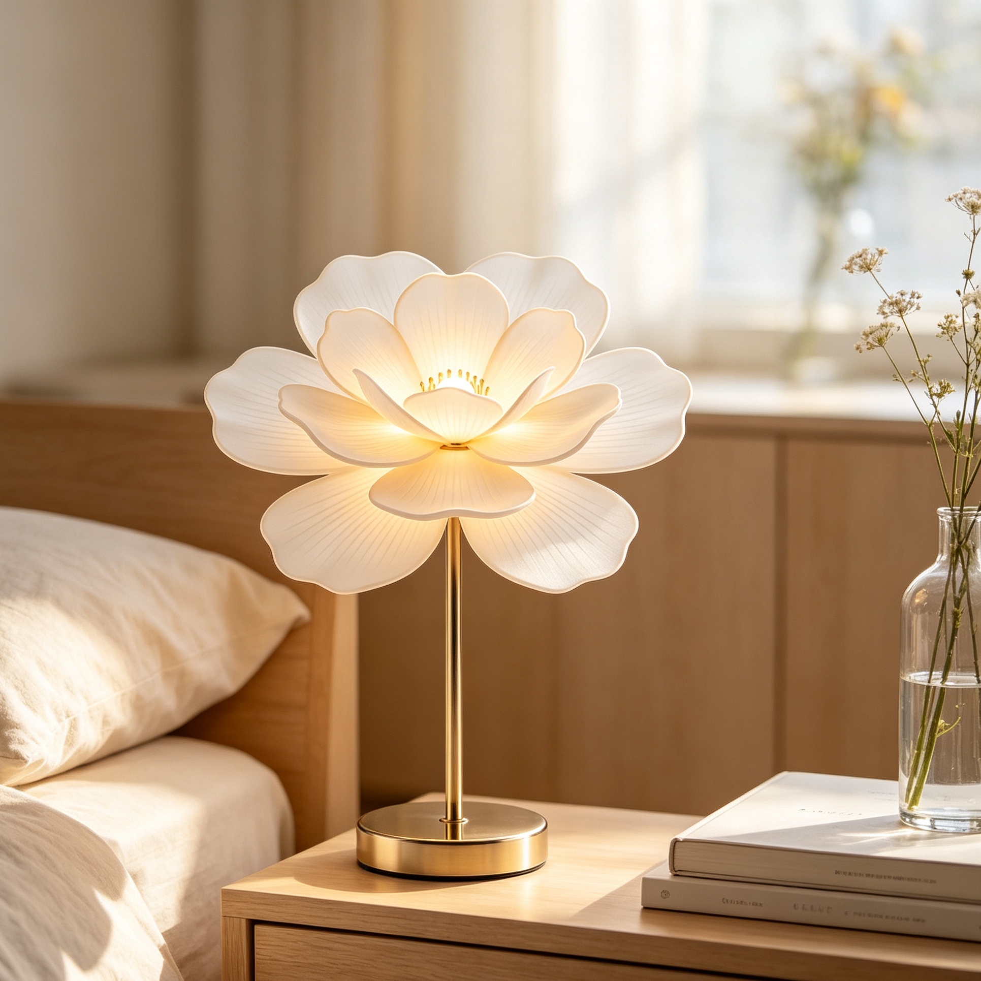 Double Layer White Flower Desk Lamp