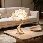 Sculpted Cream Lotus Flower Table Lamp