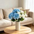 Faux Light Blue Hydrangea with White Lisianthus Bunch