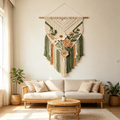 Earth Tone Crochet Flower Macrame Wall Hanging