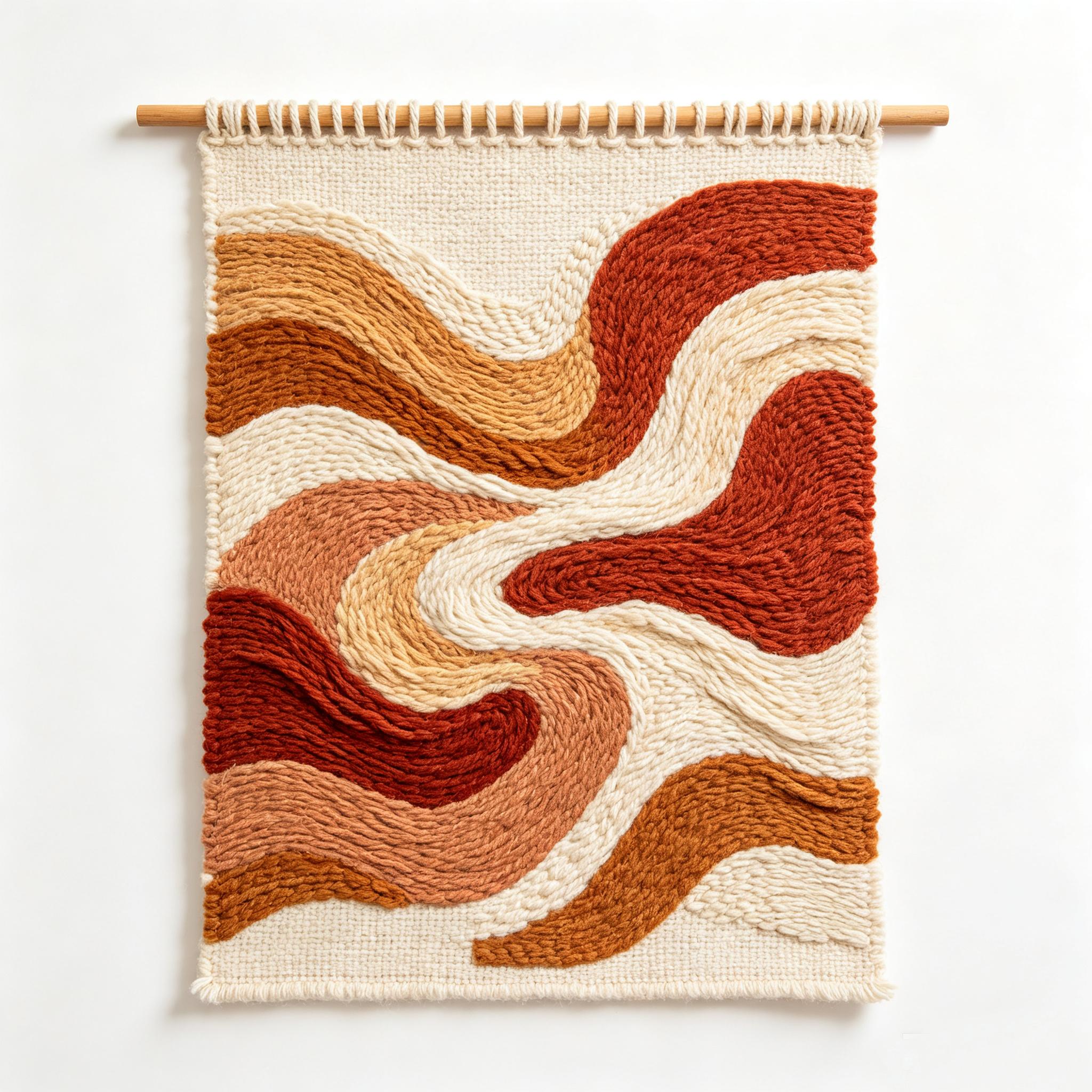 Boho Terracotta Wave Thick Woven Wall Hanging