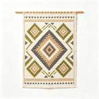 Minimal Black Geometric Diamond Woven Wall Hanging