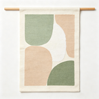 Neutral Sage Abstract Block Woven Tapestry