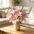 Artificial Pink Lily Lavender Mixed Bouquet