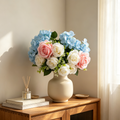 Artificial Light Blue Hydrangea Rose Bouquet