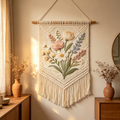 Soft Pastel Wildflower Bouquet Macrame Wall Tapestry