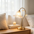 Vintage Golden Lily of the Valley Glass Table Lamp