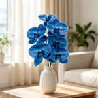 Faux Bright Blue Phalaenopsis Orchid Flower Stem