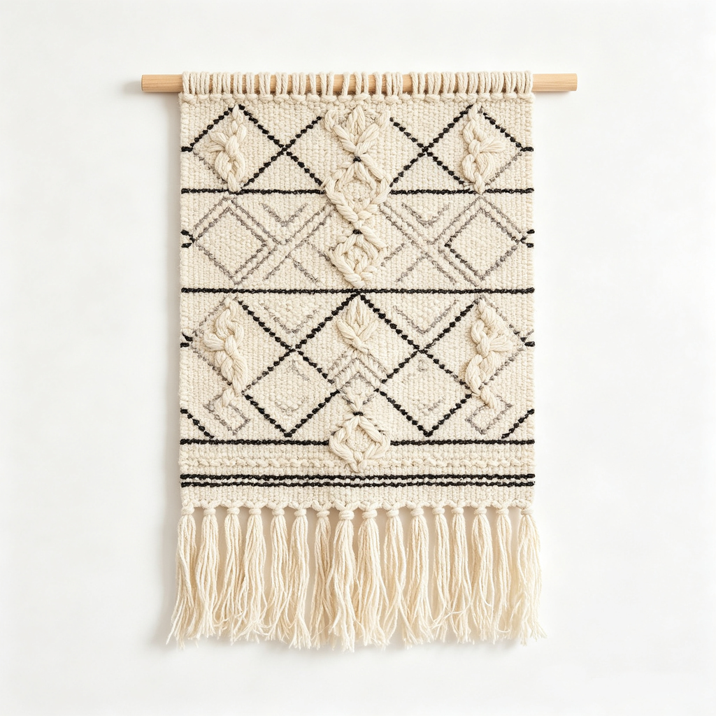 Two-Tier Green V Shape Macrame Tapestry