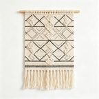 Two-Tier Green V Shape Macrame Tapestry