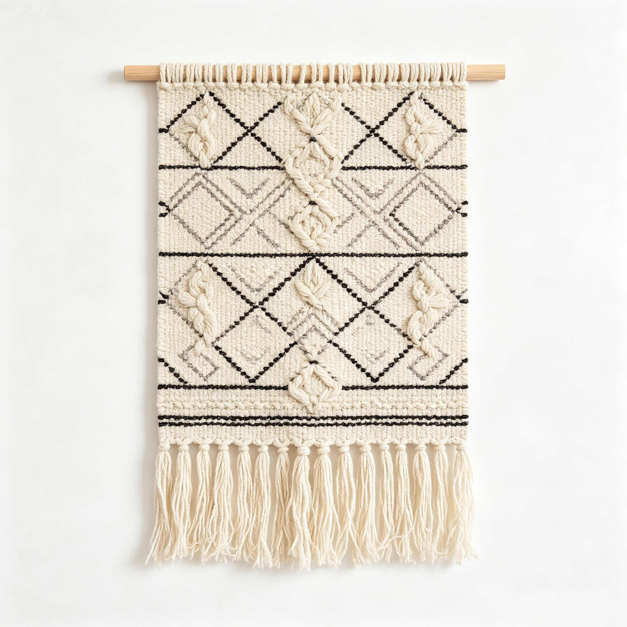 Two-Tier Green V Shape Macrame Tapestry