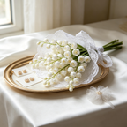 Artificial Lily of the Valley Bouquet with Lace Ribbon