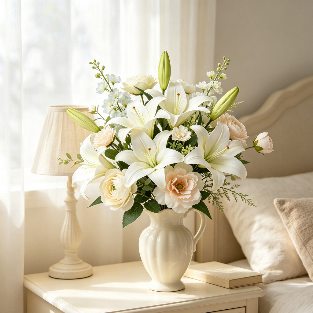 Artificial White Lily Peony Wedding Bouquet