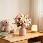 Faux Pink Lily & Rose Artificial Flower Bunch
