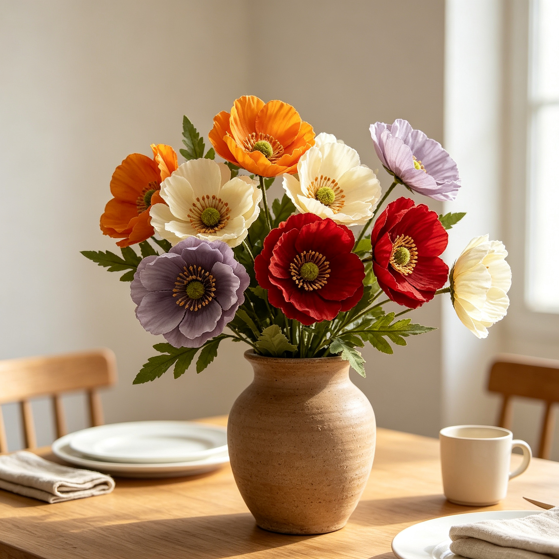 Faux Mixed Color Poppy Flower Bouquet