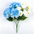 Faux Light Blue Hydrangea with White Lisianthus Bunch