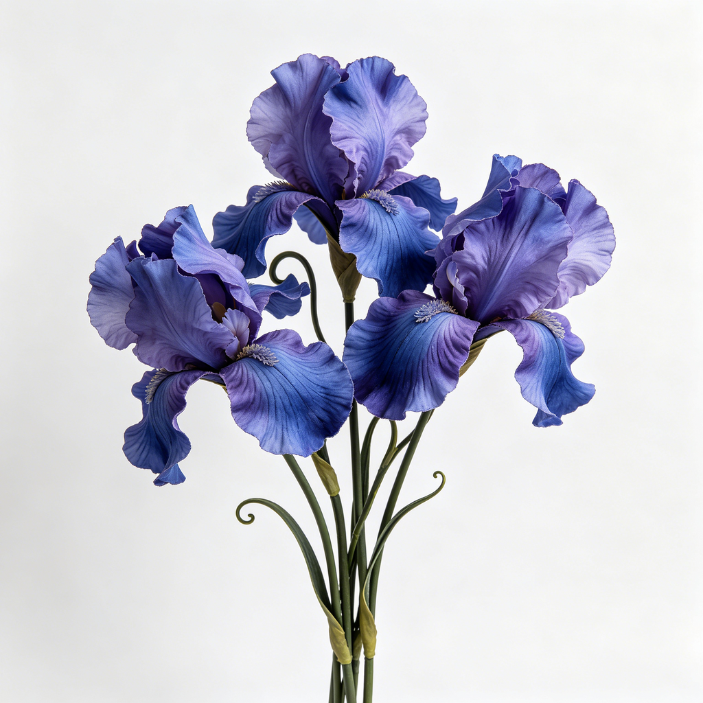 Faux Purple Blue Iris Flower Stem