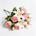 Faux Pink Lily & Rose Artificial Flower Bunch