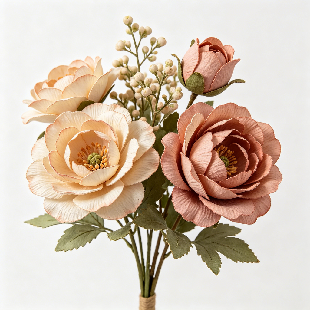 Vintage Dusty Pink Peony Silk Flower Stem