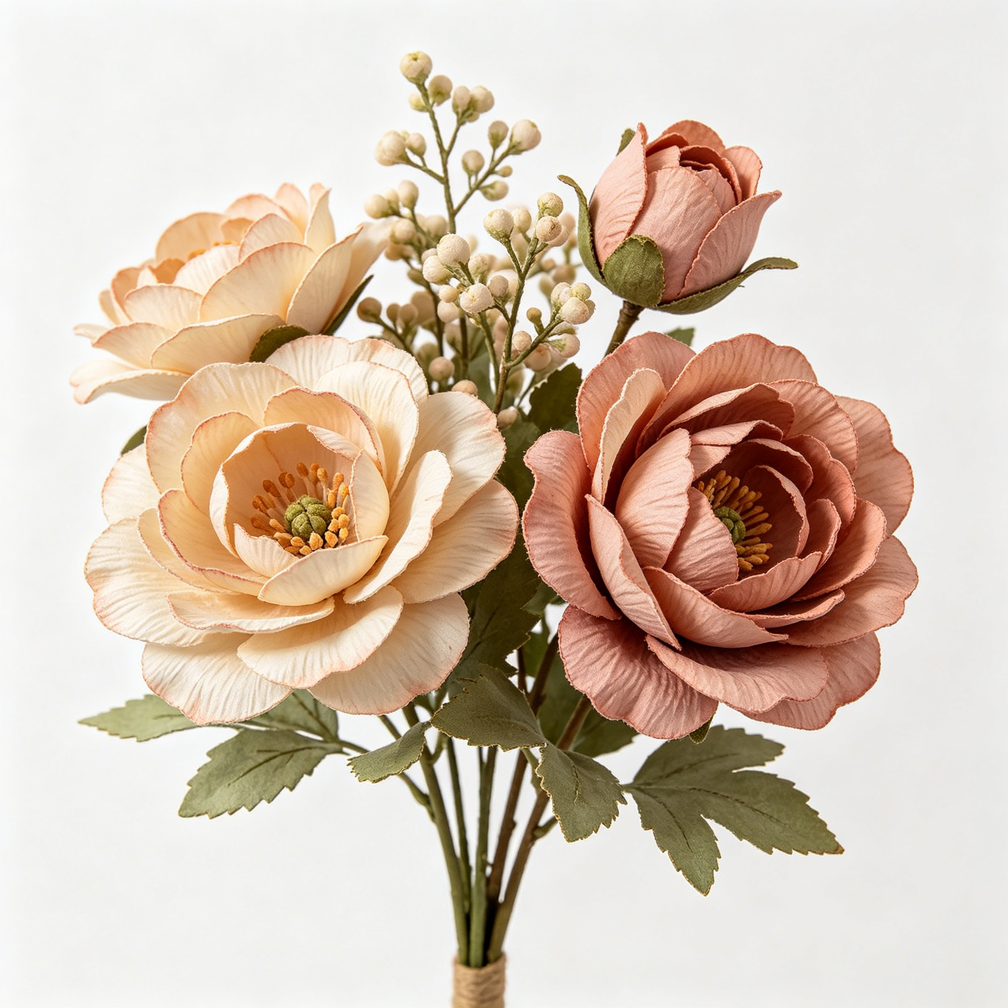 Vintage Dusty Pink Peony Silk Flower Stem