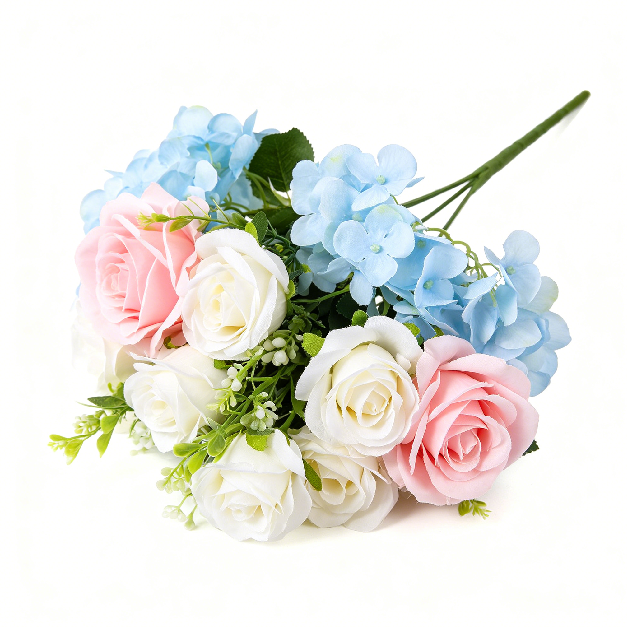 Artificial Light Blue Hydrangea Rose Bouquet