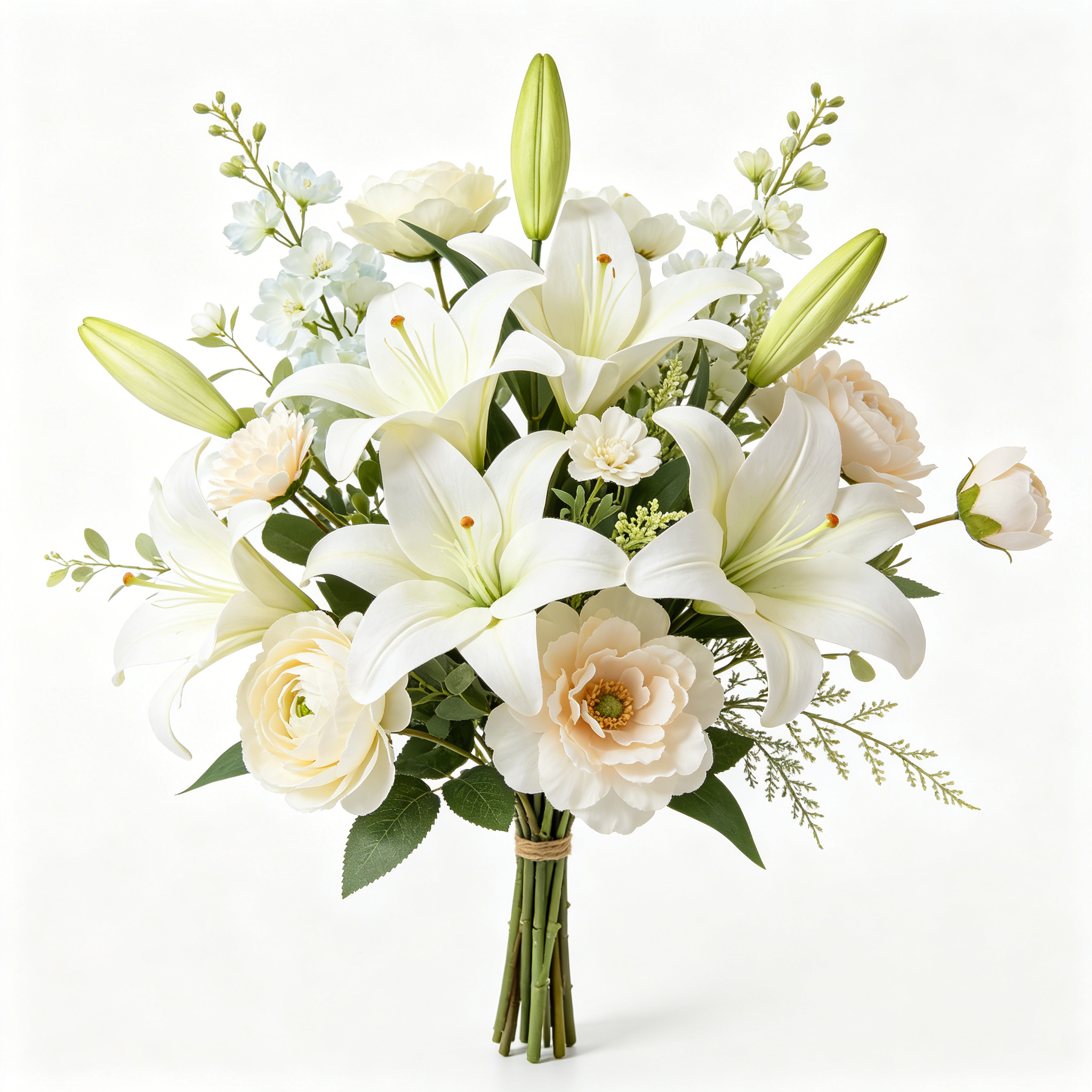Artificial White Lily Peony Wedding Bouquet