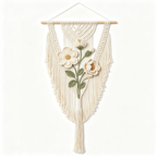 Simple Crochet Flower Macrame Wall Tapestry