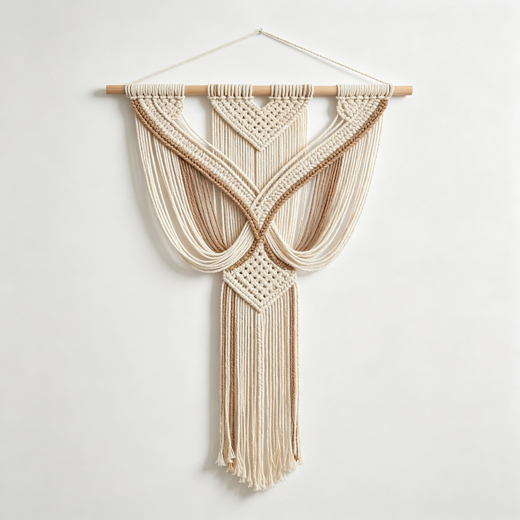 Boho Two-Tone Geometric Macrame Wall Hanging