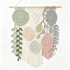 Multi-Color Crochet Leaf Macrame Tapestry