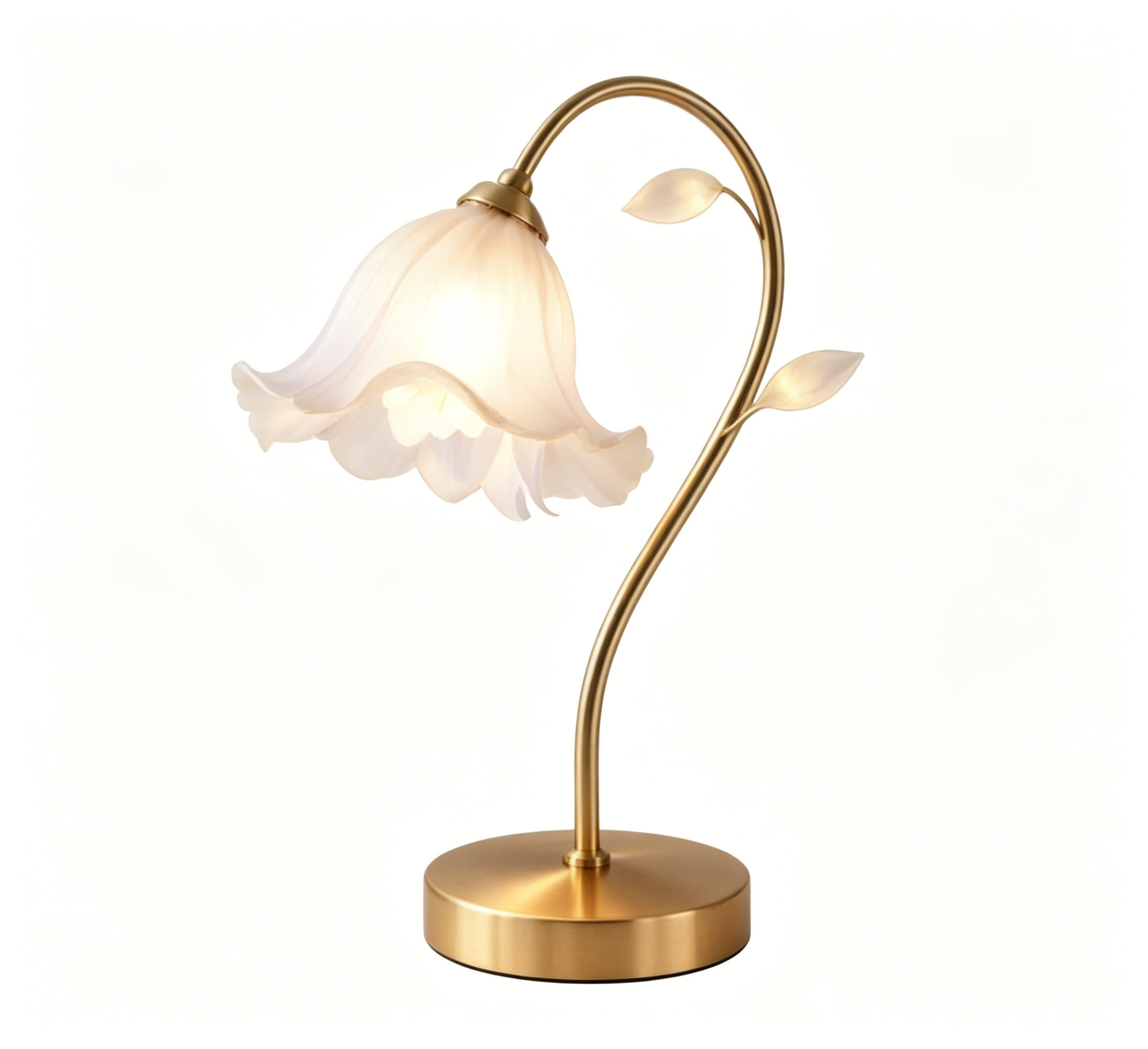 Vintage Golden Lily of the Valley Glass Table Lamp