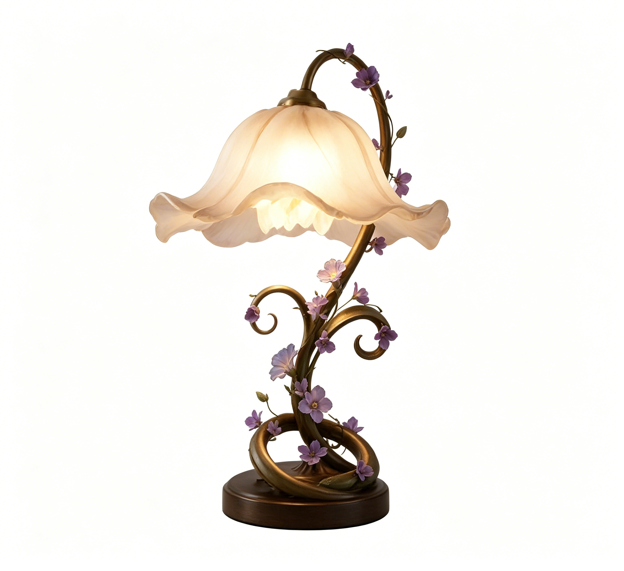 Antique Curly Vine Purple Flower Table Lamp