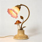 Retro Pink Bell Flower Mushroom Table Lamp