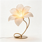 Curved Golden Stem Lily Table Lamp