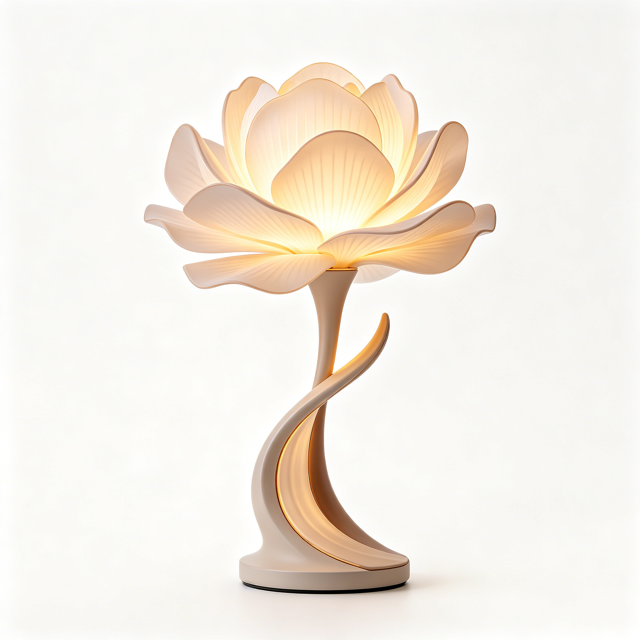 Sculpted Cream Lotus Flower Table Lamp