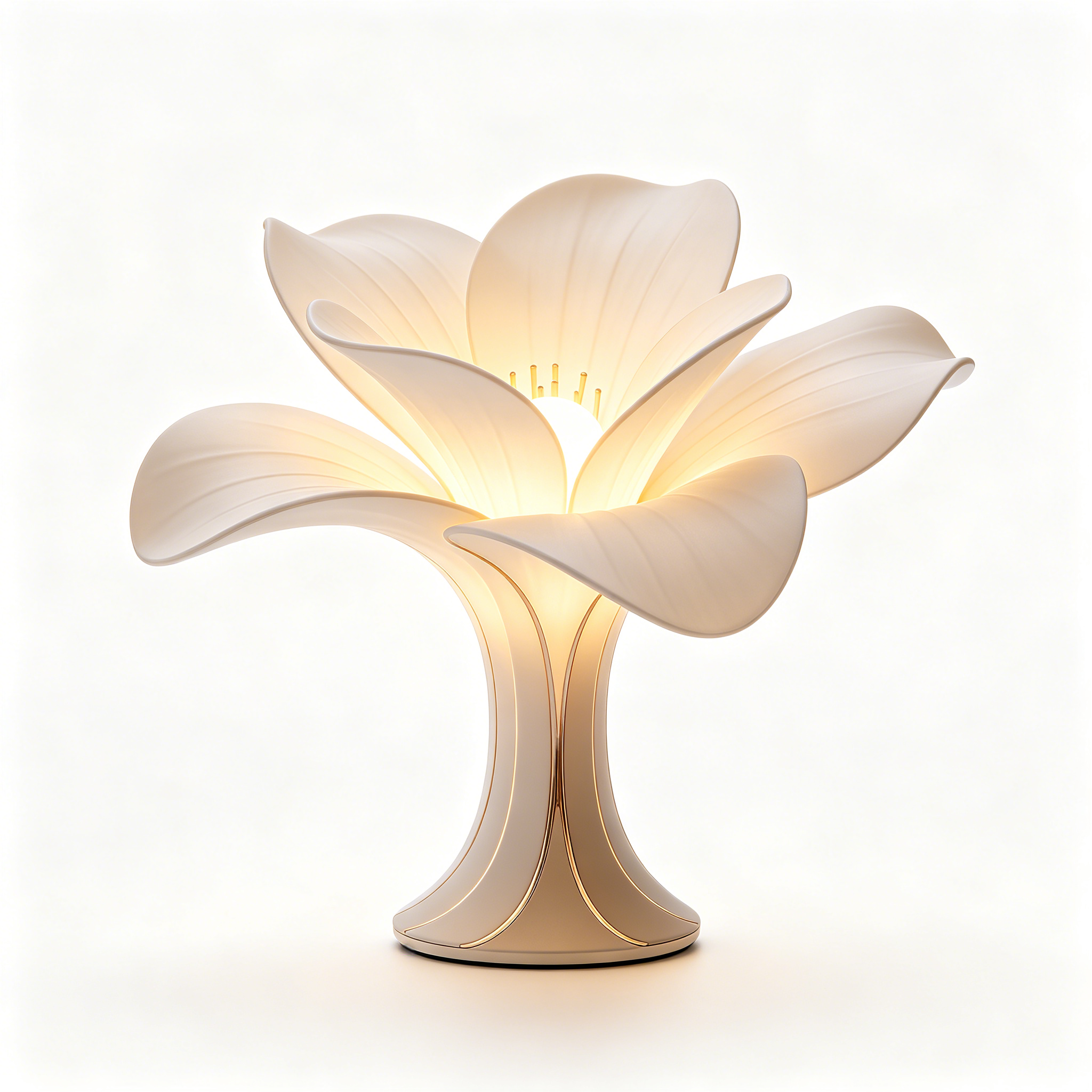Wide Petal White Flower Table Lamp