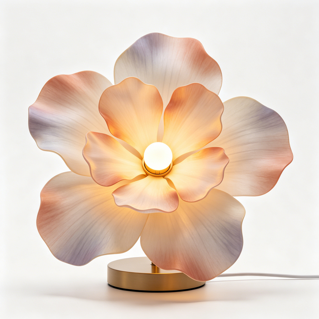 Gradient Peach Petal Flower Table Lamp