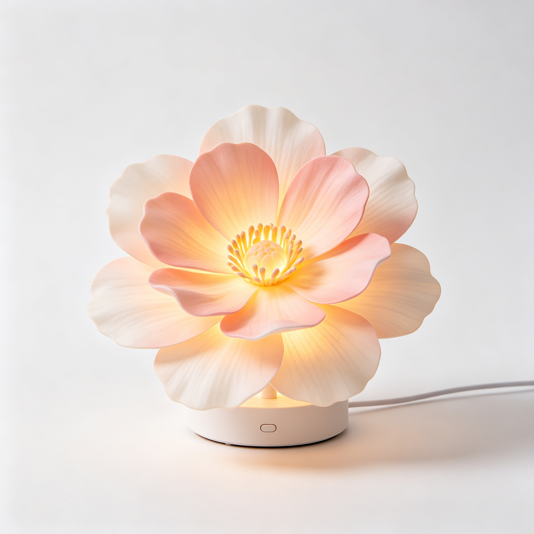 Soft Pink Peony LED Bedside Lamp